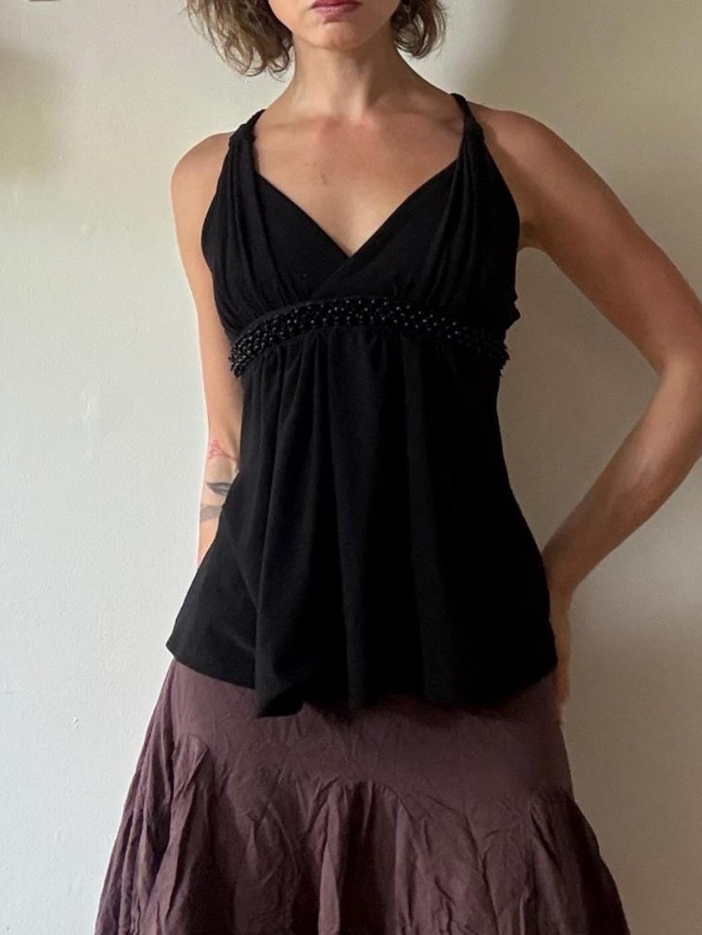 Y2K beaded babydoll cami top — Sexso